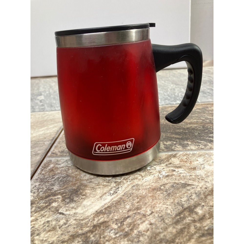 Coleman Red Stainless Steel Insulated Travel Mug with Lid and Handle 5in